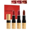 Rouge à Lèvres Mat Coffret cadeau-3 Couleur Velours Nude Rouges à Lèvres,Longue Tenue Waterproof Lipstick set Très Pigmenté F