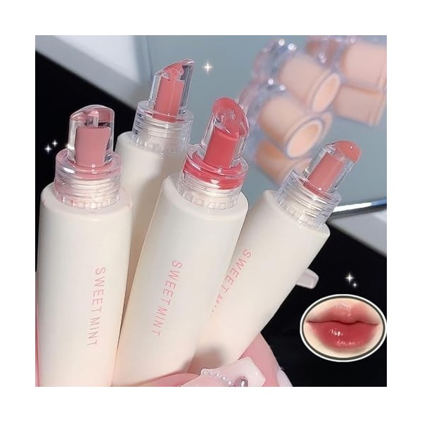 4 pcs rouge à lèvres en gelée hydratante, baume à lèvres teinté hydratant, brillant à lèvres repulpant imperméable à l’eau de