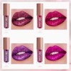 Métallique Briller Rouge à Lèvres, 4pcs Couleurs Glitter Lip Kit, Rouges à Lèvres Brillants Scintillants Liquides Diamantés, 