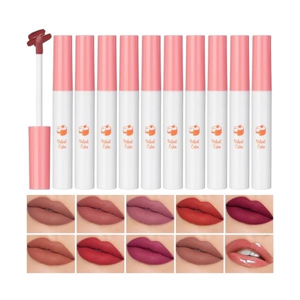 Ensemble De Maquillage De Rouge à Lèvres, 10 pcs Kit De Brillant à Lèvres Longue Durée Imperméable, Rouges à Lèvres Liquides,