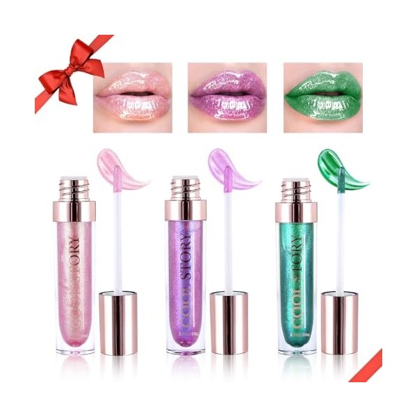 Likesing 3 Pièces Lot Rouge a Levre Pailleté Blanc Longue Tenue Rouge a Levre liquide Rose Sans Transfert Rouges à Lèvres Bri