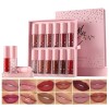 Welhammsae 12 Couleur Set Rouge à Lèvres Liquide, Mat Hydratant Scintillant Longue Durée Antiadhésif Brillant à Lèvres, Maqui