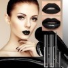 3 Pièces Rouge à Lèvres Liquide Noir Mat, Ensemble de Maquillage de Rouge à lèvres, Set de Crayon à Lèvres, Set de Gloss Long