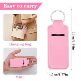 Teaaha Lot de 5 porte-clés mignons à clipser pour baume à lèvres et gloss à lèvres rose pâquerette/bleu/violet/gris/noir 