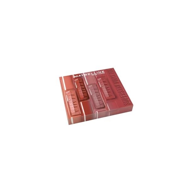 Maybelline New-York - Coffret Rouges à Lèvres Liquides - Effet Vinyl Brillant - Longue Tenue - SuperStay Vinyl Ink Nude Shock