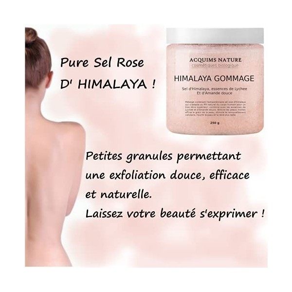 Acquims Nature Gommage revitalisant au Sel de l’HIMALAYA 250g - Gommage Nourrissant au Sel 100% biologique - Riche en Minérau