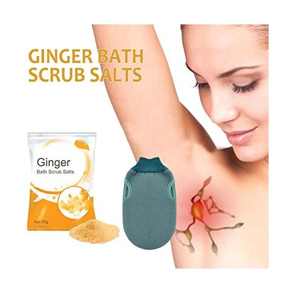 Sel de Gommage de Bain 30g pour les Soins de Santé, Sel de Gommage Corporel Hydratant Exfoliant au Gingembre, Sel de Douche d