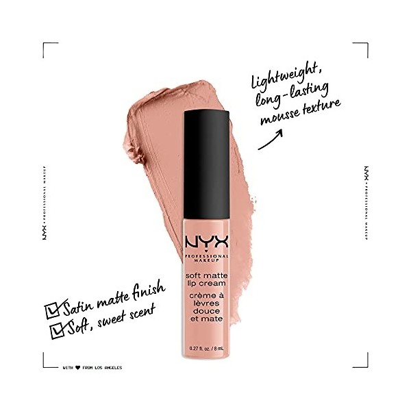 NYX Professional Makeup Rouge à Lèvres Soft Matte Lip Cream, Fini Mat Crémeux, Couleur Ultra-Pigmentée, Tenue Longue Durée, T