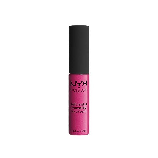 NYX PROFESSIONAL MAKEUP Soft Matte Metallic Lip Cream, Liquid Lipstick - Paris, Mid-Tone Mauve-Pink