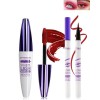 5D Rouge Fibre de Soie Mascara et Eyeliner Liquide Set,Eyeliner Liquide Waterproof Anti-salissures,Longue durée Volumizing Cu