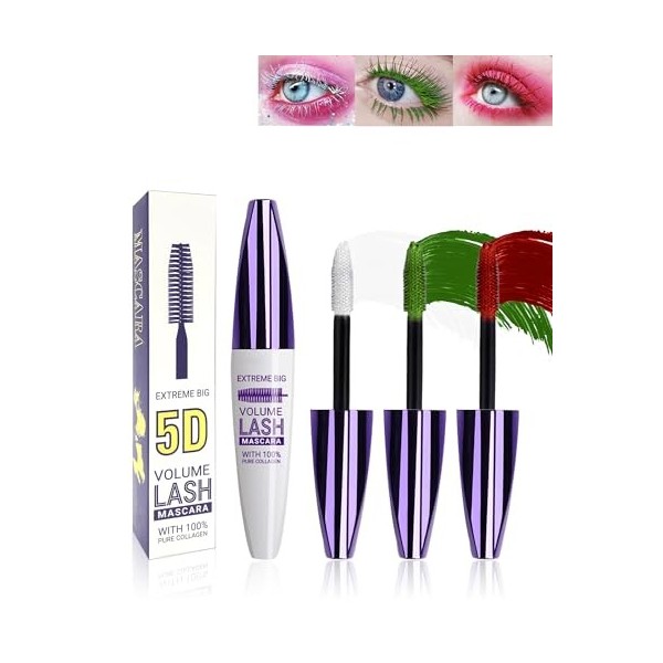 Bourgogne 5D Mascara Volume et Longueur, Mascara Extension de Cils Volume, Waterproof et Longue Tenue avec une, Not Blooming 