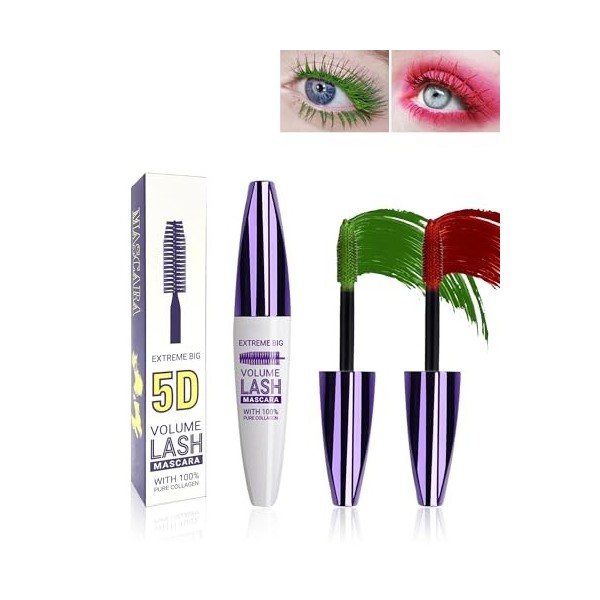 Bourgogne 5D Mascara Volume et Longueur, Mascara Extension de Cils Volume, Waterproof et Longue Tenue avec une, Not Blooming 