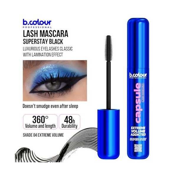 B.COLOUR PROFESSIONAL Mascara noir super résistant / 04 Volume extrême, CAPSULE