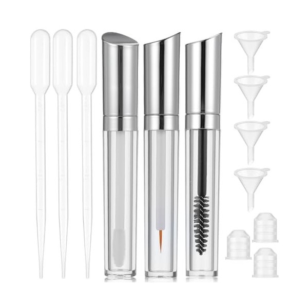 Lot de 12 flacons de mascara vides, brosse à cils avec récipient rechargeable, pot de mascara vide de 10 ml, tube à gloss, tu