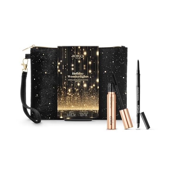 KIKO Milano Holiday Wonderlights Stayglam Black Duo Eyes Gift Set, Coffret Cadeau Yeux : Mascara Effet Volumateur Et Crayon Y