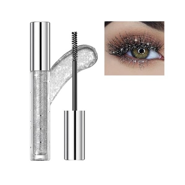 Dyceittdia Mascara, 3.2g Mascara Diamonds, Mascara Waterproof Non-Smudge, Mascara Allongeant et Volumisant, Yeux étincelants,