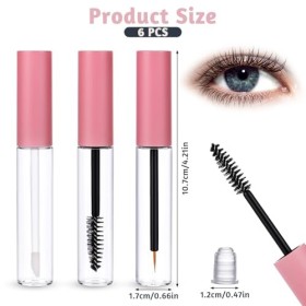 Lot de 6 tubes vides de 10 ml pour gloss à lèvres - Avec baguette, eyeliner, tube portable et rechargeable - Avec bouchons an