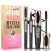 4D Silk Fiber Mascara & Eyeliner Pen, Eyeliner Mascara 2 en 1, Extra Long Voluminous Lash Mascara, Eyeliner Liquide, Mascara 