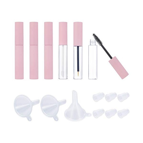 QINREN Lot de 6 tubes à mascara vides de 10 ml et baguette rechargeables avec tube de mascara pour cils et yeux avec inserts 