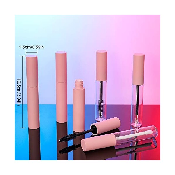 QINREN Lot de 6 tubes à mascara vides de 10 ml et baguette rechargeables avec tube de mascara pour cils et yeux avec inserts 