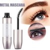 Mascara Waterproof Noir,Naturel Mascara Volume Effet,Mascara Volume Fibre de Soie 4D,Mascara 2 en 1 pour un Allongement Natur