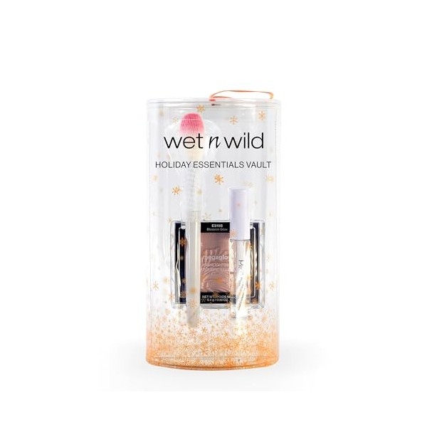 Wet N Wild Holiday Essentials Vault, Enlumineur en Poudre, Pinceau et Mascara Transparent pour un Effet Glow, Formule Facile 