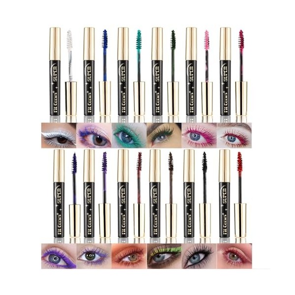 Joyeee Ensemble de Mascara Coloré de 7 Couleurs, Mascara de Couleur, Mascara Coloré Imperméable, Longue Durée, Anti-taches, V