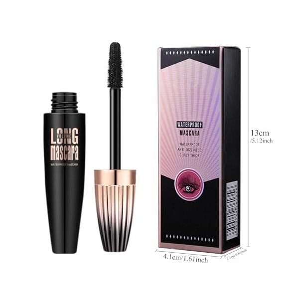 Maquillage Femme,Mascara Waterproof Noir,Mascara Volume,Mascara Waterproof,Naturel,Allongeant,Maxi Brosse,Galbe Instantané Ma