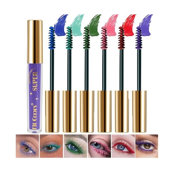 Sitovely Mascara Coloré pour cils 6 Couleurs,Colored Mascara,Mascara Recourbant Coloré,Mascara de Couleur Longue Tenue, Anti-