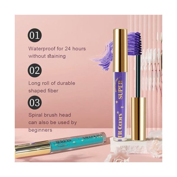 Sitovely Mascara Coloré pour cils 6 Couleurs,Colored Mascara,Mascara Recourbant Coloré,Mascara de Couleur Longue Tenue, Anti-