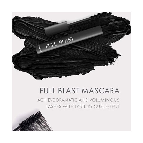 Farmasi Make-up, Mascara Full Blast, Mascara pour Cils Volumineux est étiré qui maintient le frisage 10 ml, 0,33 fl.oz