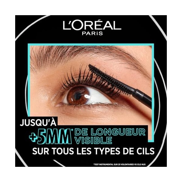 LOréal Paris - Mascara Hydrofuge - Volume et Longueur +5mm - Sans Paquet - Infusé aux Céramides - Telescopic Lift Waterproof