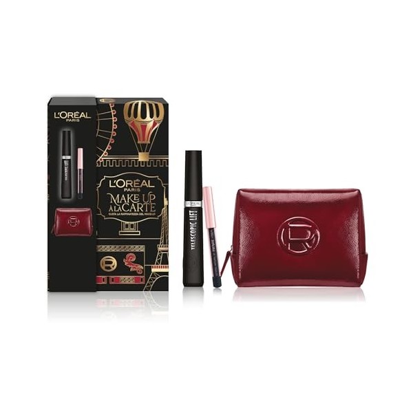 LOréal Paris Pochette cadeau Make Up à La Carte avec Mascara Incurvant Télescopic Lift et Mini-Crayon Yeux, Pour vos looks d