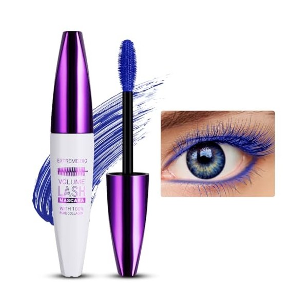 5D Silk Fiber Mascara Waterproof Long, Mascara Volume Noir Intense, Mascara volume et longueur, Convient aux Yeux Sensibles, 