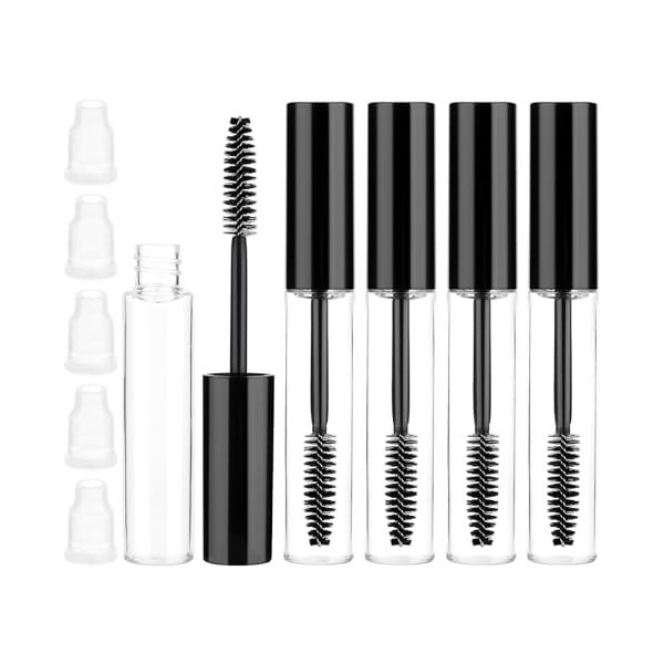 Lot de 5 tubes de mascara vides de 10 ml avec baguette, tubes de mascara vides pour huile de ricin, tube de mascara vide et b