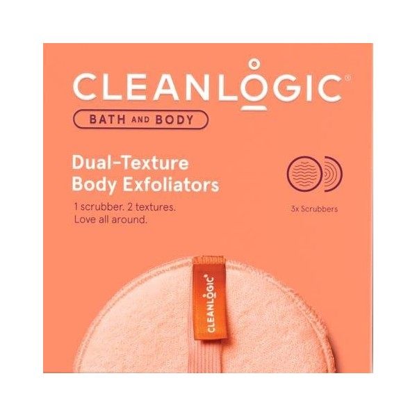 Cleanlogic Bath & Body Exfoliating Round Dual-Texture Body Exfoliators, Smooths & Hydrates, Scrubs Away Dirt, Oils & Dead Ski