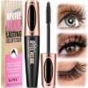 GJNL Mascara Waterproof Noir- Mascara Volume Fibre de Soie 4D Naturel Mascara Volume Effet Faux Cils Smudgeproof Waterproof M