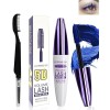 5D Silk Fiber Bleu Violet Mascara Volume et Longueur with brosse a cils, Waterproof et Longue Tenue avec une Définition Préci