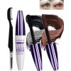 5D Silk Fiber Bleu Violet Mascara Volume et Longueur with brosse a cils, Waterproof et Longue Tenue avec une Définition Préci