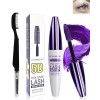 5D Silk Fiber Bleu Violet Mascara Volume et Longueur with brosse a cils, Waterproof et Longue Tenue avec une Définition Préci