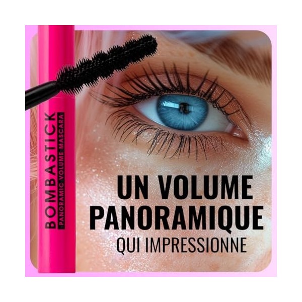 Dermacol Bombastick Mascara, volume panoramique, effet liftant et allongeant, anti-boulochage, sans grumeaux, végétalien, noi