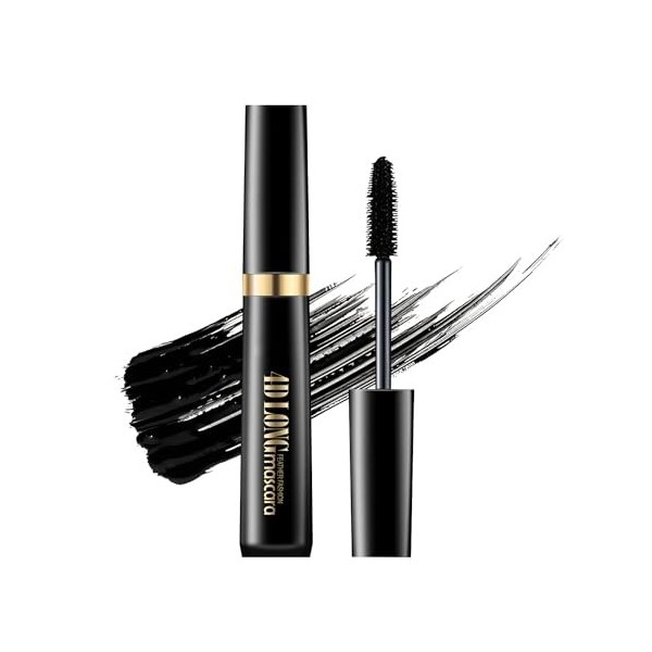 Mascara Volume et Longueur 8ml, Mascara Effet Faux Cils 4D, Mascara Waterproof Noir, Mascara Fibre de Soie 4D, 4D Imperméable