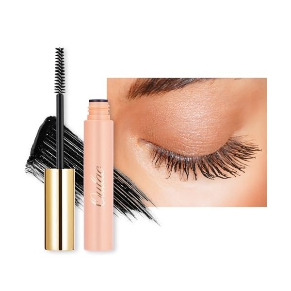 Oulac Mascara Waterproof Noir, Mascara Volume et Longueur, Convient aux Yeux Sensibles,Effet Extension de Cils,Formule de Lis