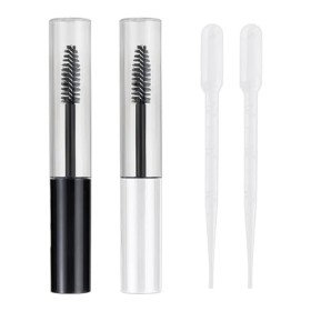 Lot de 4 tubes vides de 10 ml avec brosses à mascara, 2 compte-gouttes, tubes de mascara vides rechargeables, tubes à échanti