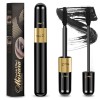 LOPHE Mascara fibre de soie 4D, 2 en 1 Mascara Noir Mascara Effet Faux Cils Imperméable,Anti-taches,Pas dagglutination Masca