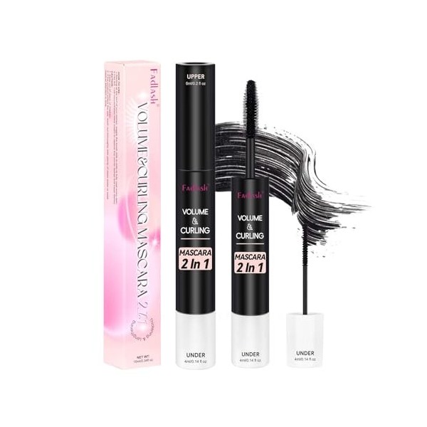 Fadlash Noir Mascara Volume Waterproof Longueur Convient aux Yeux Sensibles Thick Curling Lengthening Tenue 24H Conception à 