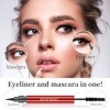 Mascara et Eyeliner Liquide,Waterproof en fibre de soie 4D Mascara Volumineux Naturel épais, Eyeliner Mascara 2 en 1 De Maqui