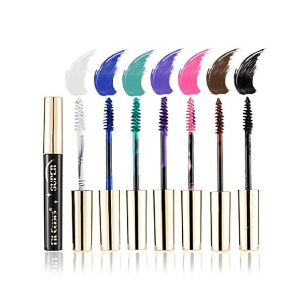 Mascara Coloré, MKNZOME 14 Couleurs Mascara Waterproof Mascara Couleur Bleu Violet Rose Longue Tenue Mascara Fibre de Soie 4d