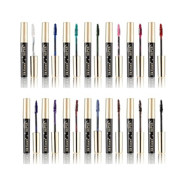 Mascara Coloré, MKNZOME 14 Couleurs Mascara Waterproof Mascara Couleur Bleu Violet Rose Longue Tenue Mascara Fibre de Soie 4d