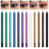 12 Couleurs Eyeliner Colorés, Imperméable Longue Durée Séchage Rapide Lisse Sans Taches Stylo Eyeliner Coloré Ensemble Crayon